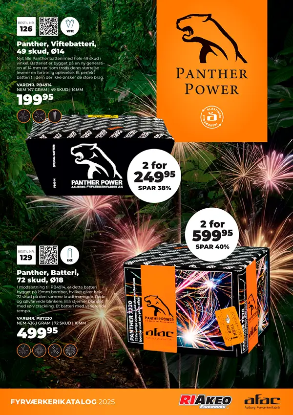 AFAC Panther fyrværkerikatalog 2025 – forside