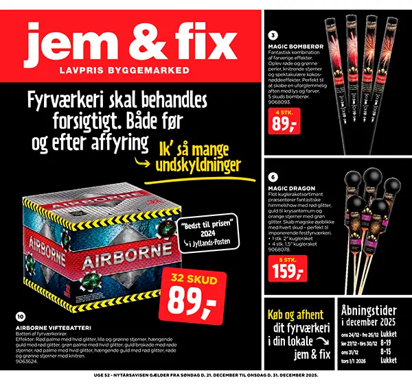Jem & Fix fyrværkerikatalog 2025 – forside