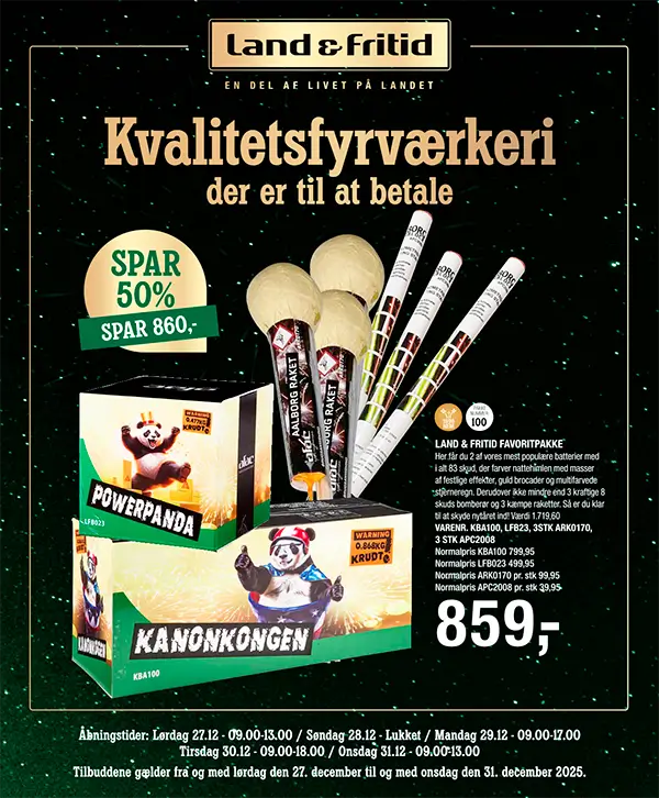 Land & Fritid fyrværkerikatalog 2025 – forside