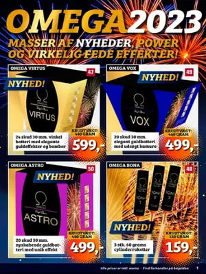 Omega fyrværkerikatalog 2023 – forside
